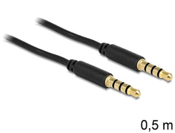 Delock 3.5mm - 3.5mm audio/video kabel - 4-polig AWG24 - Zwart (0.5m)