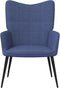 vidaXL Relaxstoel met voetenbank stof blauw