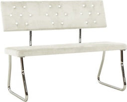 vidaXL - Bankje - 110 - cm - fluweel - crèmewit