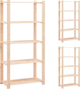 vidaXL - Opbergrekken - 5-laags - 3 - st - 80x38x170 - cm - grenenhout - 250 - kg
