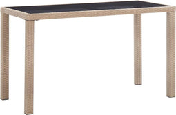 vidaXL - Tuintafel - 123x60x74 - cm - poly - rattan - beige