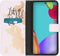iMoshion Hoesje Geschikt voor Samsung Galaxy A52 (5G) / A52s / A52 (4G) Hoesje Met Pasjeshouder - iMoshion Design Softcase Bookcase - Wit / Meerkleurig / Goud / Let's Go Travel White