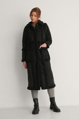 na-kd teddy detailed - Dames Jas - Regular fit - Zwart