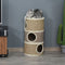 PawHut D30-326 - Kattenkrabpaal - 3 niveaus sisal en zeewier - Kaki en bruin