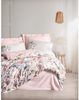 Satin King - Beddengoedset - 1 dekbedovertrek 240 x 220 cm + 2 kussenslopen 60 x 60 cm - 100% katoen satijn - Poeder (2 stuks)