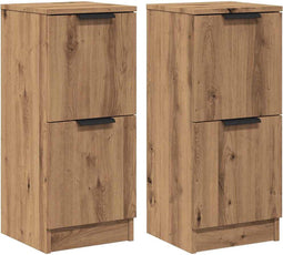 vidaXL - Dressoirs - 2 - st - 30x30x70 - cm - bewerkt - hout - artisanaal - eikenkleur