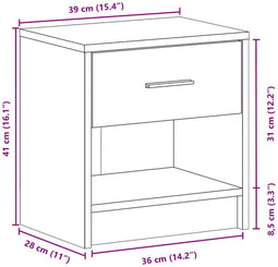 vidaXL - Nachtkastje - met - lade - 39x28x41 - cm - zwart