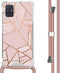 iMoshion Hoesje Geschikt voor Samsung Galaxy A51 Hoesje Met Koord - iMoshion Design Hoesje met Koord - Goud / Transparant / Roze / Pink Graphic