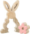 J-Line decoratie Konijn Bloem - hout - naturel/roze - small - paasdecoratie
