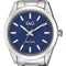 Q&Q Q82A-002PY - Horloge - Analoog - Dames - Vrouwen - stalen band - Rond - Metaal - Streepjes - Zilverkleurig - DonkerBlauw - 5 ATM