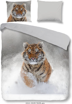 Good Morning Snow Tiger - Dekbedovertrek Lits-jumeaux - Flanel 100% katoen - Grijs - (240x200/220 cm + 2 kussenslopen)
