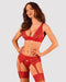 Lacelove Romantische set met jarretelgordel - Rood