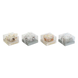 Kaars DKD Home Decor Gouden Zilverkleurig Kerstmis 10.5 x 10.5 x 7 cm 10,5 x 10,5 x 7 cm (4 Stuks)