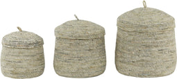 D - Light & Living - Mand MANGALA - Ø36x42cm - Bruin - Set van 3