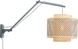 GOOD&MOJO Wandlamp Bhutan - Bamboe Zwart/Naturel - 90x40x55cm - Binnen Scandinavisch,Bohemian