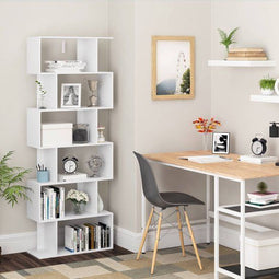 Woltu 6-vaks Boekenkast - Moderne open kast - Hoogwaardig MDF - Wit
