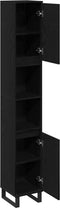 vidaXL - Badkamerkast - Zwart - Eiken - 30x30x190 - cm - Engineered - Wood
