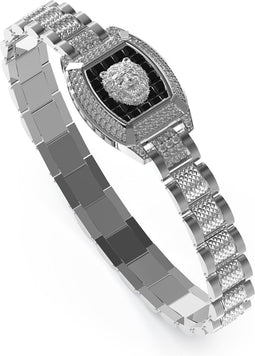 Guess Jewellery JUMB05000JWSTT-U - Schakelarmband - Leeuwenkop bedel met zwarte stenen - Zilverkleurig