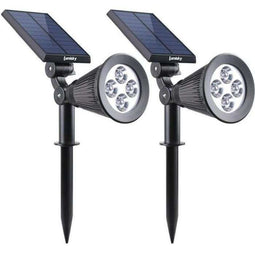 LUMISKY Set van 2 waterdichte buitenlampen voor zonne-energie - 4 witte LED's - 200 Lm - Zwenkkop...
