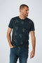 No Excess - Ronde Hals T-Shirt - Botanische print - Donkerblauw