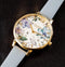 Olivia Burton Bejewelled floral as big dial Chalk Blue - OB16BF21 - Dameshorloge - Blauw - Goudkleurig - Bloemen - Lederen horlogeband - 38 MM