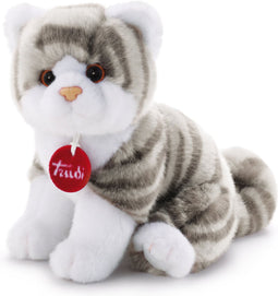 Trudi Knuffel Kitten Brad 24 Cm Pluche Wit/grijs
