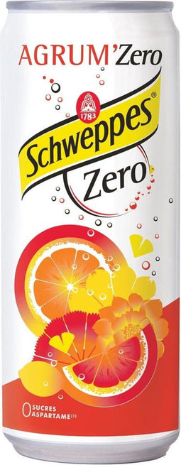 Schweppes Agrum Zero frisdrank, blik van 33 cl, pak van 24 stuks