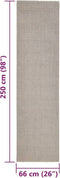vidaXL - Vloerkleed - 66x250 - cm - natuurlijk - sisal - zandkleurig