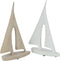 J-Line decoratie Zeilboot - cement - wit/beige - small - 2 stuks