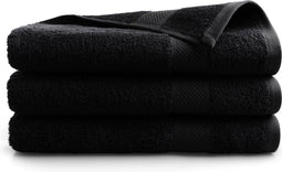 DoubleDry Hotel Badhanddoeken - 70 x 140 cm - 100% Katoen 500 g/m2 Zacht Absorberend Zwart (set van 3)