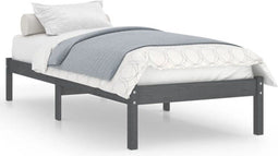 vidaXL - Bedframe - massief - grenenhout - grijs - 90x200 - cm