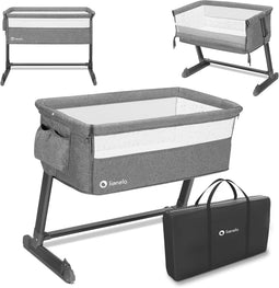 Lionelo Theo - 2 in 1 Co Sleeper & Baby Bed - Hoogte Verstelbaar - Kantelbaar - Ademend Mesh - Grijs