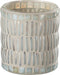 J-Line kaarshouder Mozaiek Rond - glas/cement - parelmoer/grijs - medium