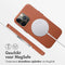 Accezz MagSafe Leather Backcover - Soft case - Krasbestendig - Bruin (iPhone 13 Pro)