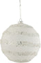J-Line kerstbal Lijnen Glitter + Parels - glas - wit/zilver - extra large - 6 stuks