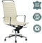 Feel Furniture - Luxe design bureaustoel van 100% rundleer - Hoge rugleuning - Crème