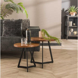 Bijzettafel Classy set van 2 rond acacia - naturel