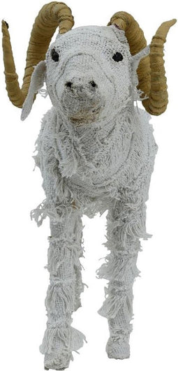 PTMD Fring Ram Ornament - 52 x 21 x 57 cm - Stof - Wit
