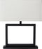 Atmooz - Tafellamp Valencienne - Slaapkamer / Woonkamer - Industrieel - Zwart en witte kap - Hoogte 51cm - Metaal