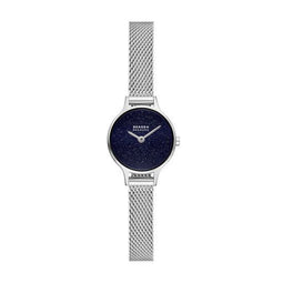 Skagen ANITA MICRO - Dames Horloge 22 mm - Zilverkleurig met zandsteenblauwe wijzerplaat