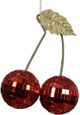 Ornament glas kersen l6b12h15 cm rood