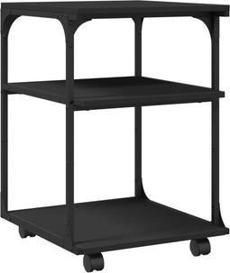 vidaXL - Printerkastje - 3-laags - 43x48x64 - cm - bewerkt - hout - zwart