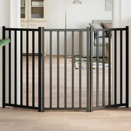 vidaXL - Hondenhek - inklapbaar - 3 - panelen - 150 - cm - massief - vurenhout - zwart