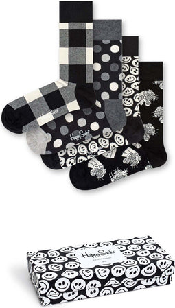 Happy Socks Gift Box - Unisex sokken - 4 paar - Zwart/Wit (4 stuks)