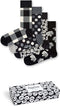 Happy Socks Gift Box - Unisex sokken - 4 paar - Zwart/Wit (4 stuks)