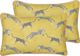 ARALES - Sierkussen set van 2 - Geel - 30 x 50 cm - Katoen