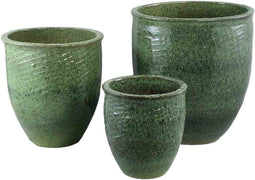 PTMD Tressie Green Glazed Ceramic Pot Border TextureSV3