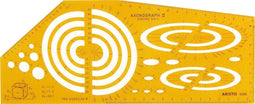 Aristo tekensjabloon - axonograph II - bouwtechnisch tekenen - afmetingen 270x110mm - met inktnoppen - oranje transparant - AR-5085