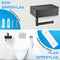 Happy Goods - WC Rolhouder met Plankje en Bakje - Zelfklevend en Boren - Zwart RVS