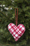 J-Line kersthanger Hart + Ster + Kerstboom Geruit - textiel - rood/wit - 3 stuks